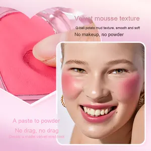 Vente chaude maquillage nu mat pour les femmes transfrontalière sans Logo poudre minérale naturel Orange Rouge Contour fard à joues en forme de coeur - Product Image 4