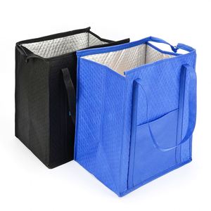Sac isotherme personnalisable pliable en non-tissé avec fermeture éclair pour réfrigérateur et courses (boissons et conserves) - Product Image 1