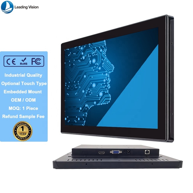 19" Capacitive/Resistive Touch Screen Monitor Ultra Wide 1440x900 16:10 USB DVI Serial Business Use IP65 Waterproof Dustproof