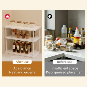 Custom Logo 2 Tiers Display <b>Kitchen</b> <b>Storage</b> Cabinet Pull Out Expandable New Under Shelf Spice Holder <b>Rack</b> Drawer Organizer - Product Image 6
