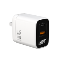 Chargeur USB C GaN 45W avec écran LED, chargeur super rapide à 2 ports PPS pour iPhone, Galaxy, Pixel, iPad, MacBook et autres séries