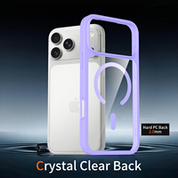 Coque de téléphone portable souple violette de qualité supérieure pour iPhone 18 17 16 Pro Max, étui hybride rigide PC TPU anti-jaunissement transparent magnétique