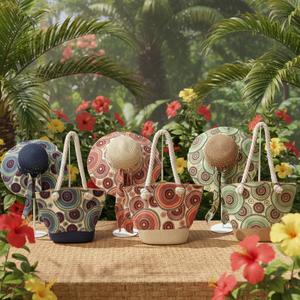 Conjunto de Bolso y Sombrero de Paja para Mujer, Moda de Verano, Viajes al Aire Libre, Playa, Bolso de Mano de Paja, Bolso Tote de Paja para Damas - Product Image 1