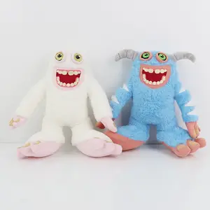 Mainan hewan boneka putih klasik boneka My Singing monster PP katun diisi uniseks desain baru keseluruhan