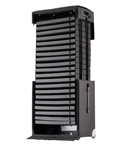 Chariot de transport personnalisé à 20 plateaux pour lunettes de soleil, présentoir de rangement et d'emballage en nylon noir, vitrine pour lunettes, valise de présentation - Product Image 1