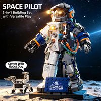Jouet de construction 2-en-1 Pilote Spatial Astronaute avec lumière LED, modèle à assembler soi-même, cadeau de collection pour enfants - En stock