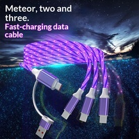 Kabel USB C Pengisian Cepat Portabel Dual-ke-Tiga dengan Konektor Micro USB Type-C 5 in 1 Desain Menyala untuk Ponsel Super Cepat