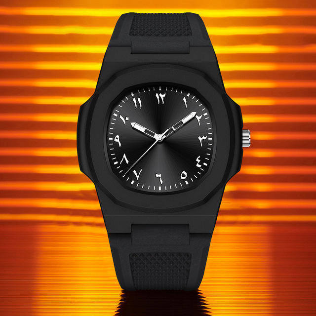 Silicone Student Watch for Women Fashion Watch 37mm Pointer Display Octagonal Case 30M Water Resistance Quartz Watch