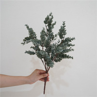 Feuillage artificiel de style nordique inspiré d'Instagram, en PVC, grappes de feuilles d'eucalyptus grises, pour intérieur/extérieur, salon, table à manger