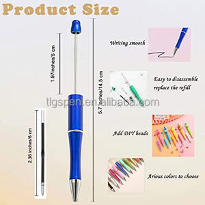 Stylo bille décoratif perlé très prisé, stylo bille en plastique DIY perlé avec diamant en cristal - Product Image 2