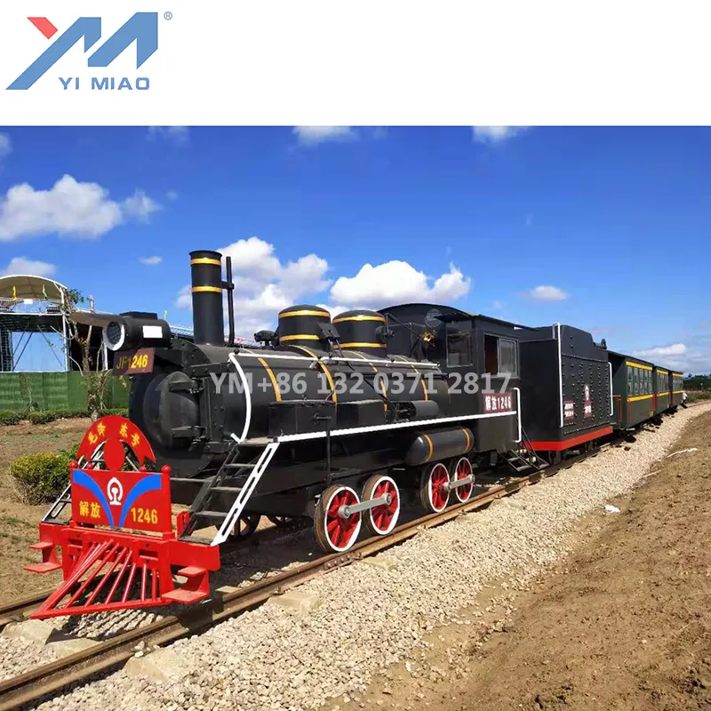 Big track tourist train for resort transportation train on rail for sale