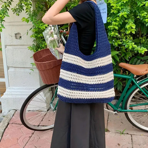 Thời trang túi xách đan Crochet Tote Túi hàng tạp hóa Phụ Nữ Vai mua sắm bãi biển túi Crochet dệt kim Tote Túi - Product Image 2