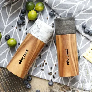 Acacia Marble Patchwork Pepper Mill Kitchen Wooden Manual Spice Grinder Sea Salt Mill Pepper Grinder