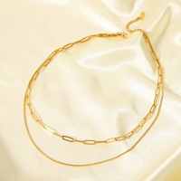 Chaîne en or 18 carats en forme de serpent, collier double couche tendance, collier en forme de croix, collier INS polyvalent et à la mode