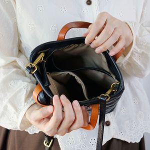 Nasman Vintage Genuine Leather Mini Tote <b>Bag</b> Black Zipper Closure Everyday Use Women's Handbag Crossbody <b>Bag</b> - Product Image 4