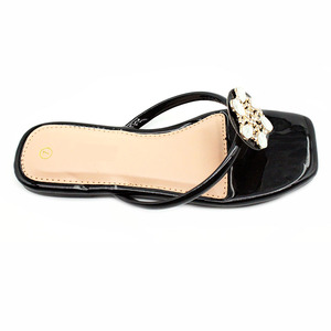 Senior sens à l'extérieur porter des pantoufles femmes portent des strass été nouvelle tête carrée mode tempérament dame pantoufles - Product Image 4