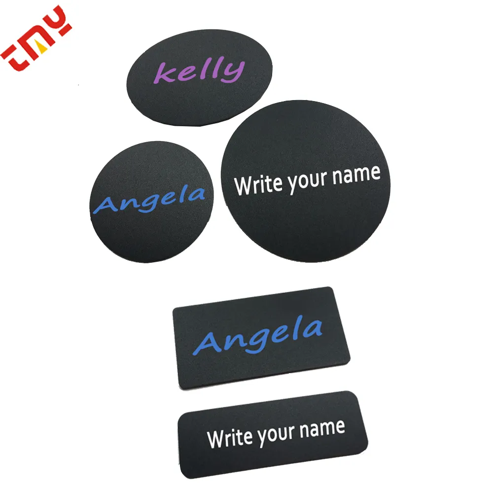 50pcs PVC Reusable Blank Staff Employee Blackboard Name Badge,Magnetic Chalkboard Name Badge Tag Nameplate Handwriting Sticker