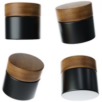 Kendi kaca tahan anak Logo ukiran kustom dengan tutup bambu kayu ek Acacia