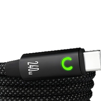Kabel USB Type-C Magnetik 240W, Kabel Pengisi Daya Tembaga Murni Berlapis Nilon untuk Ponsel dan Tablet