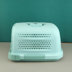 Vente en gros de fournitures pour animaux de compagnie Boîte de <span class=keywords><strong>transport</strong></span> aérien en plastique portable <span class=keywords><strong>Cage</strong></span> pour chat avec fermeture à bouton Style sac à dos pour les soins des chiens et des chats - Product Image 3