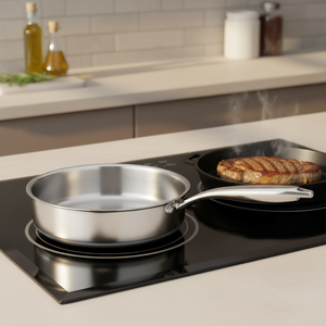 Poêle en acier inoxydable de 26 cm au design classique, ustensile de cuisine pour faire sauter les filets - Product Image 1