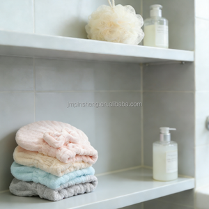 Serviette Turban <span class=keywords><strong>Ultra</strong></span> Absorbante à Séchage Rapide en Polaire Corail avec Logo Personnalisé pour Femme - Product Image 2