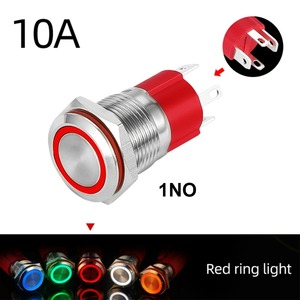 16mm High Current Waterproof Luminous Ring Light Momentary Latching <strong>Red</strong> Metal Push Switch <strong>Button</strong> Cable Connector Power Sign - Product Image 4
