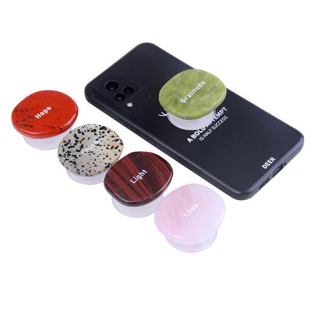 Variety Jade Stone Material Universal Mobile Phone Bracket Natural Stone Custom Logo Carving  Promotional Business Gift