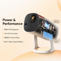 Projecteur laser Android LightGo DLP 4K avec batterie intégrée, utilisation portable en extérieur, haut-parleurs stéréo Hi-Fi rechargeables