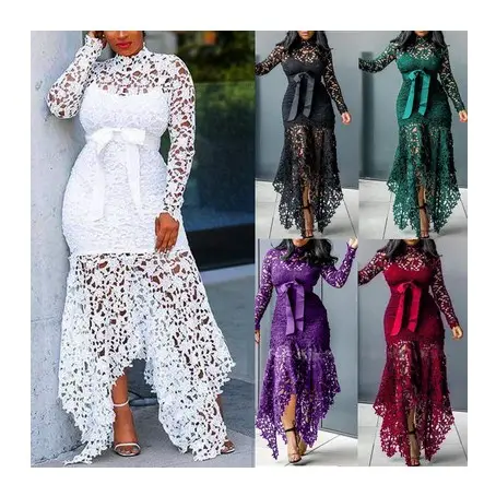 TaoYan Hollow Out Design Women's Dresses For Fat Plus Size Lace Dress
