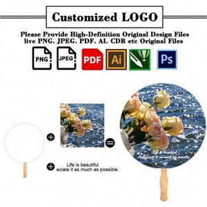 Promotion Company Activity Gift Custom Double Sided Full Color Logo Printed Wooden Handle Paper Fan Sublimation Fan - Product Image 3
