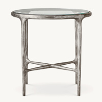 Rhohohill Personnaliser Couleur Pays Français Salon Table D'appoint Ronde Style Américain Rétro En Métal Forgé Verre Chambre Table D'appoint