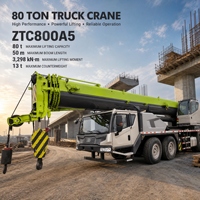 Grue de construction d'occasion de 80 tonnes avec contrepoids de transport de 25 tonnes et mobilité à haute vitesse