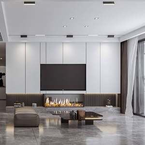 Meuble TV mural SANTOPOVA, design moderne, bois, salon, support TV - Product Image 2