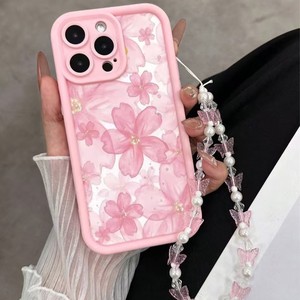 Elegante <span class=keywords><strong>Funda</strong></span> para Teléfono con Lente Escalonada y Diseño de Flor en Tinta Rosa, Compatible con <span class=keywords><strong>iPhone</strong></span> <span class=keywords><strong>11</strong></span> 12 13 14 15 16 17, con Exquisito <span class=keywords><strong>Colgante</strong></span> de Mariposa Rosa - Product Image 5