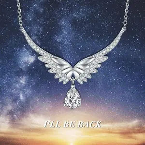 Fly Angel Wings Necklace 925 Sterling Silver Cubic Zircon Necklace Crystal Fashion Jewelry