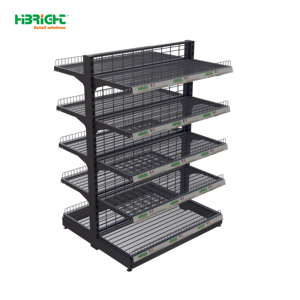 Promotion : Système d'étagères métalliques haute capacité pour supermarchés, taille standard, avec garde-corps métallique pour hypermarchés - Product Image 1