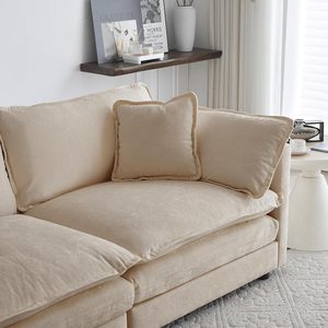 Hiện Đại Châu Âu Kích Thước Lớn Màu Be Chenile Vải Modular Loveseat Chân Không Nén Phòng Khách Cắt <span class=keywords><strong>Sofa</strong></span> Với <span class=keywords><strong>Ottoman</strong></span> - Product Image 3