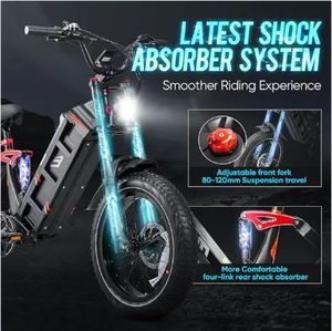 Eahora Juliet 2 Black Electric City Bike MAX 52V/60Ah 100+ Meilen Reichweite Hybrid E-Bike mit 20*4.0" Fat Tire - Product Image 2