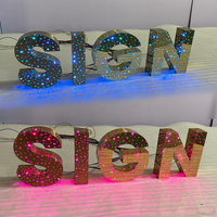 Lettres lumineuses LED personnalisées effet miroir brillant RGB perforées pour décoration de bar, événement, boutique, avec télécommande