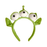 Nouvelle pince à cheveux verte en peluche drôle pour femmes Animation inspirée bandeau extraterrestre garçon à trois yeux