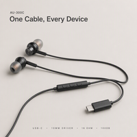 Écouteurs intra-auriculaires filaires USB-C avec télécommande, transducteur dynamique 10 mm, étanches IPX-0, stéréo, vente en gros