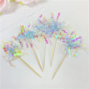 พู่ประดับเค้กพลาสติกรูปดาวสีสันสดใส เทียนวันเกิด แพ็ค 5 ชิ้น - Product Image 3