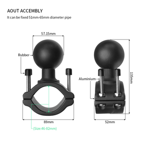 Vinmounts 2.25 Inch Ball Head Mount Tube Clamp Adjustable Computer <b>Stand</b> Heavy Duty Aluminium Alloy Rubber 360 Degree Rotating - Product Image 5