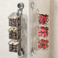 Boîte de rangement murale rotative en PVC en forme de L pour oignon, gingembre et ail, avec double ventouse, rangement multi-niveaux pour cuisine