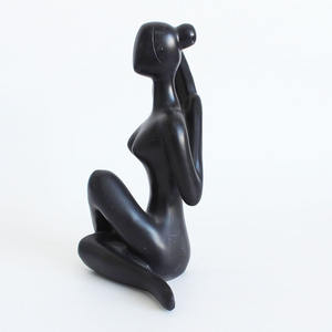 Abstract nero femminile signora Yoga statua scultura decorativa in Polyresin decorazione da scrivania per la casa per uso esterno sport Anime tema - Product Image 2