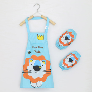 Pintura transpirable para niños, arte para niños, cocina acogedora, patrón de animales, babero, delantal para limpiar mangas de velcro - Product Image 6