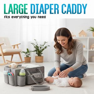 Organisateur de couches en feutre avec couvercle, grand panier pour <span class=keywords><strong>bébé</strong></span> avec couvercle pour le change, indispensables pour la crèche, rangement d'accessoires essentiels - Product Image 4
