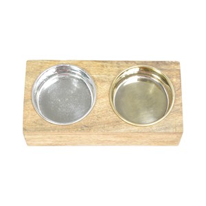 Mango Wooden <b>Cat</b>/Dog <b>Feeder</b> with Dual Stainless Steel Bowls Pet Dish Set with Stand for Water and food bowl - Product Image 3