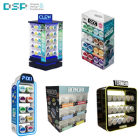Exhibidor de Nicotina en Bolsas de Acrílico Negro con Luces LED de Neón, de 3 Niveles, para Mostrador, Fabricado en Vietnam por DSP, con Logotipo Personalizado